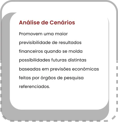 Análise de Cenários Promovem uma maior previsibilidade de resultados financeiros quando se molda possibilidades futuras distintas baseadas em previsões econômicas feitas por órgãos de pesquisa referenciados.